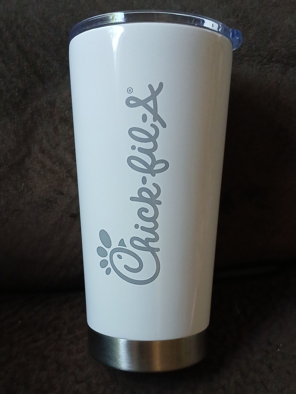 Chick-fil-A Insulated Travel Tumbler 7" White Silver 20 oz